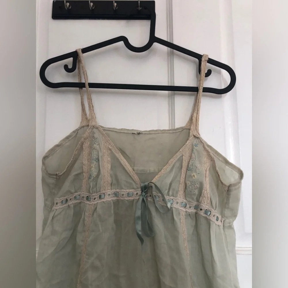 Vintage Babydoll Slip Embroidered Flowers Embroidery VTG - Picture 2 of 8